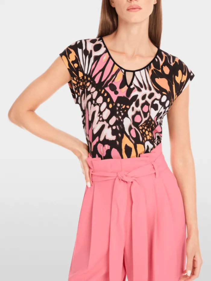 marc_cain_collections_wom_5-13.webp Marc Cain Collections Tops | Gifts Under £250^Women's T-Shirt Top In Butterfly Design YC 48.43