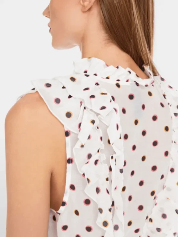 Marc Cain Collections Tops | Gifts Under £250^Women's Ruffled Blouse With Polka Dots Blouse YC