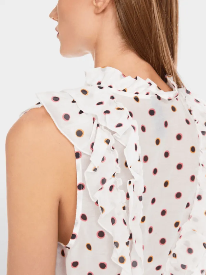 marc_cain_collections_wom_5-15.webp Marc Cain Collections Tops | Gifts Under £250^Women's Ruffled Blouse With Polka Dots Blouse YC