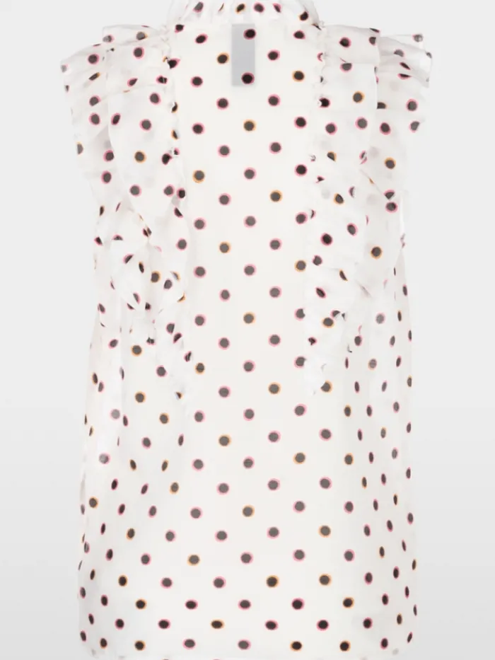 marc_cain_collections_wom_7-6.webp Marc Cain Collections Tops | Gifts Under £250^Women's Ruffled Blouse With Polka Dots Blouse YC