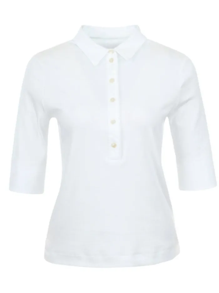 marc_cain_essentials_whit_0.webp Marc Cain Essentials Tops | Gifts Under £100^White Polo Top +E 53.01 J50 100