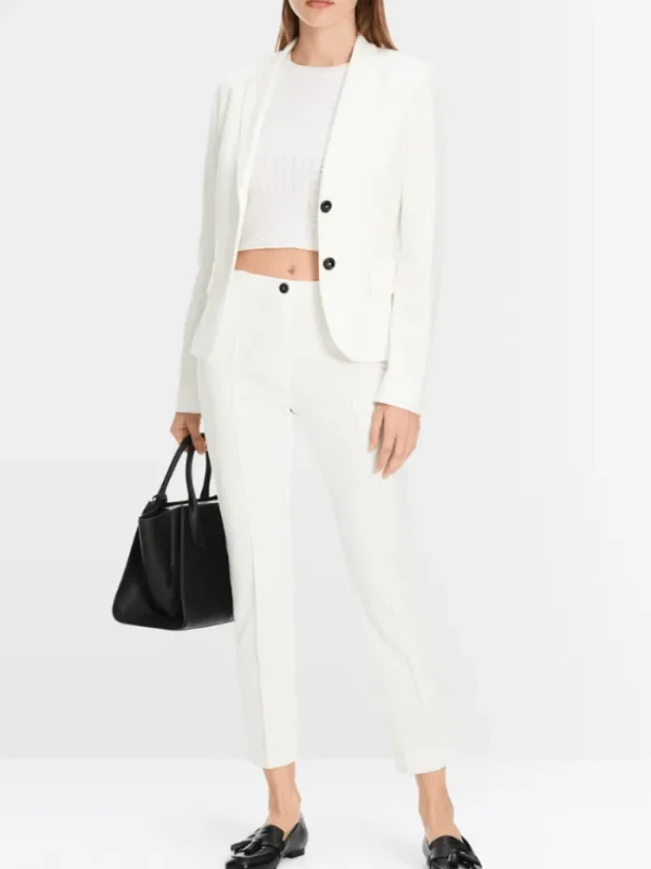 Marc Cain Essentials Tops | Trousers^Women's Stretch Trousers With Cord Piping In Off