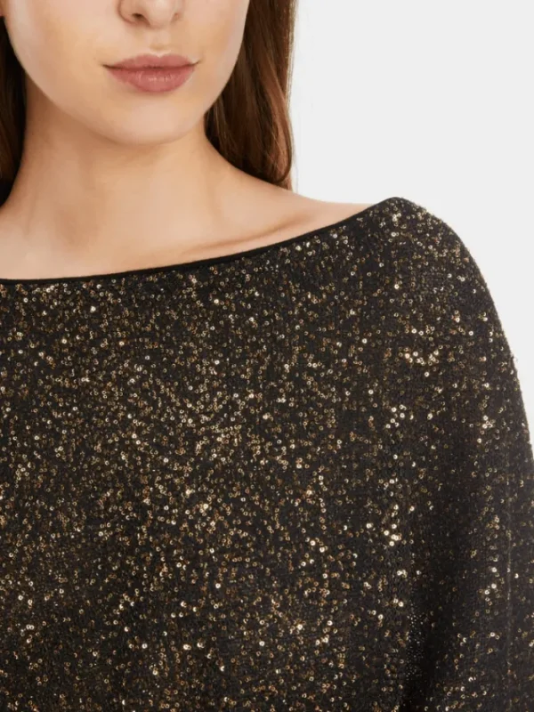 Marc Cain Glam Knitwear | Party Wear^Black Poncho With Sequins XG 15.04 M71 COL 900