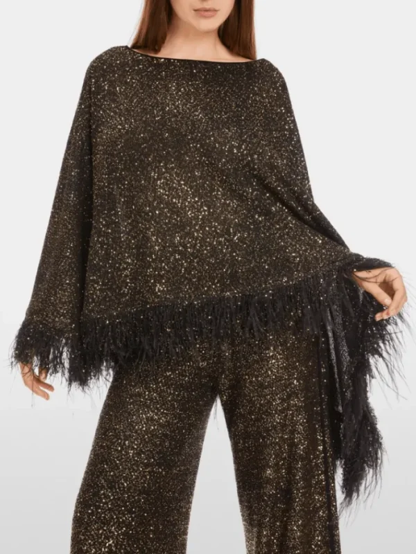 Marc Cain Glam Knitwear | Party Wear^Black Poncho With Sequins XG 15.04 M71 COL 900