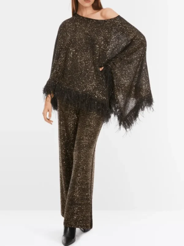 Marc Cain Glam Knitwear | Party Wear^Black Poncho With Sequins XG 15.04 M71 COL 900