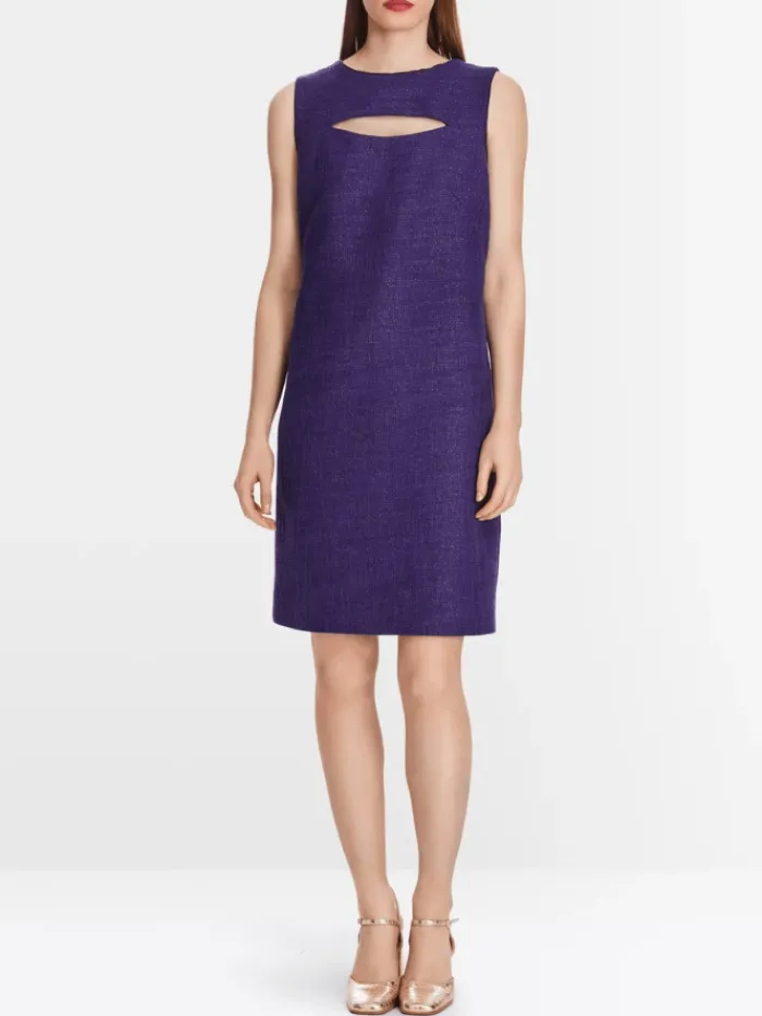 marc_cain_glam_dress_with_4.webp Marc Cain Glam Dresses | Party Wear^Dress With Cut Out In Deep Purple XG 21.09 W08 COL 748