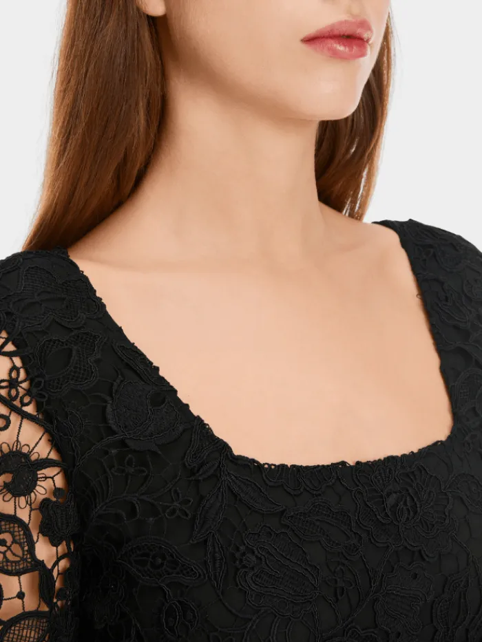 marc_cain_glam_elegant_gu_3.webp Marc Cain Glam Dresses | Party Wear^Elegant Guipure Lace Dress In Black XG 21.10 W12 COL 90