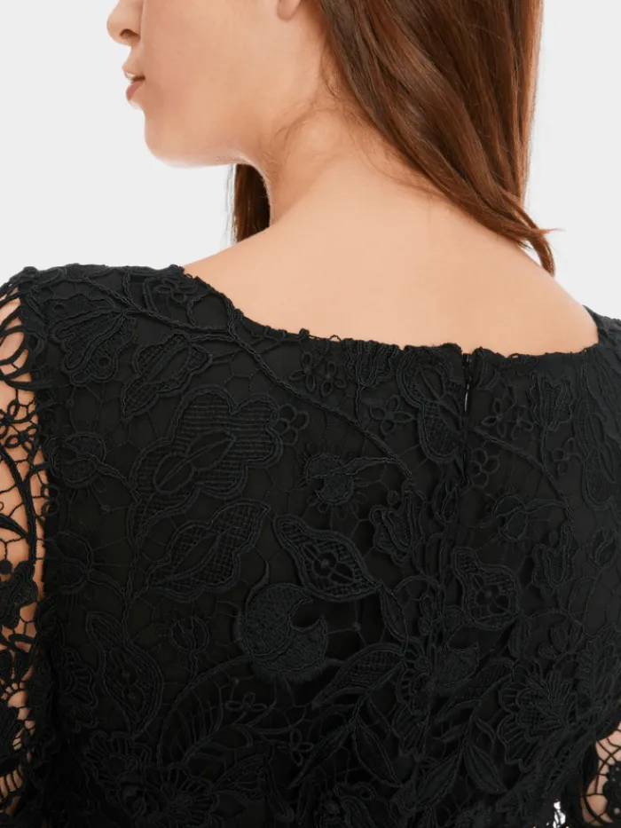marc_cain_glam_elegant_gu_4.webp Marc Cain Glam Dresses | Party Wear^Elegant Guipure Lace Dress In Black XG 21.10 W12 COL 90
