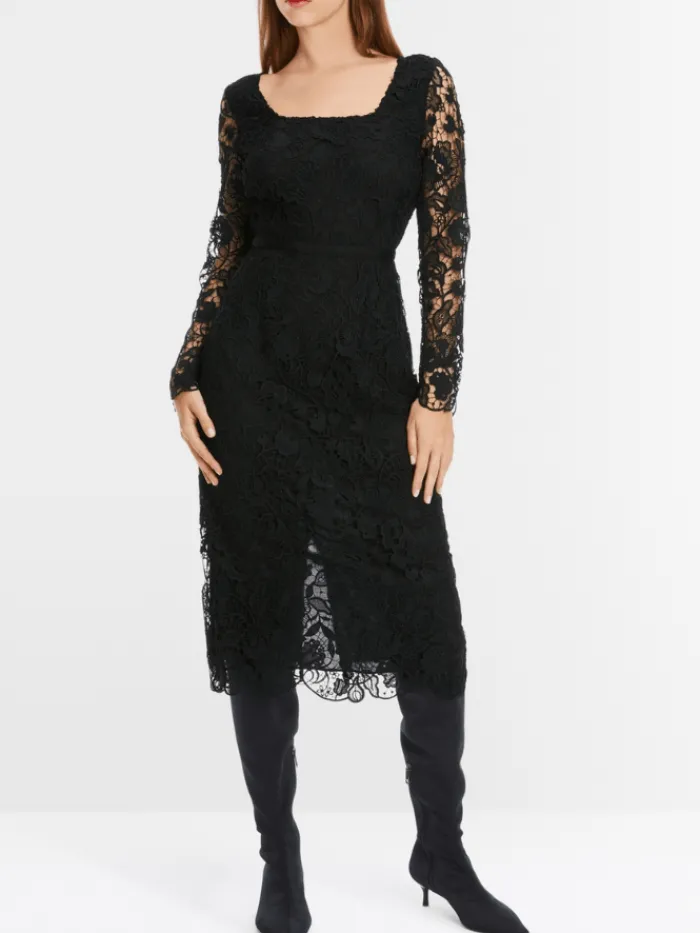 marc_cain_glam_elegant_gu_5.webp Marc Cain Glam Dresses | Party Wear^Elegant Guipure Lace Dress In Black XG 21.10 W12 COL 90