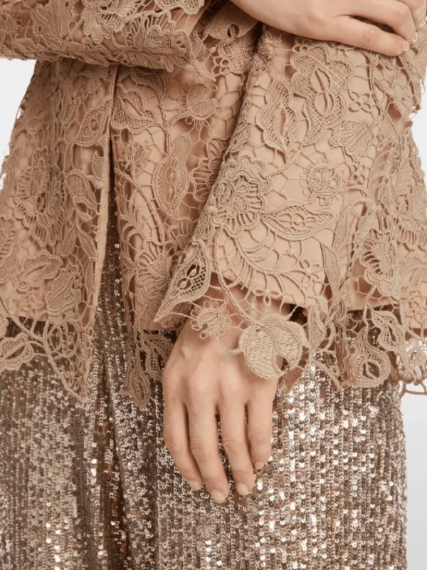 Marc Cain Glam Coats And Jackets | Party Wear^Guipure Lace Blazer In Shiny Sand XG 34.04 W12 COL 625