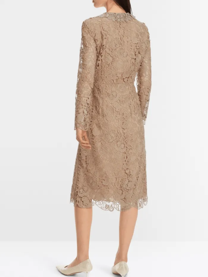 marc_cain_glam_guipure_la_3-2.webp Marc Cain Glam Dresses | Party Wear^Guipure Lace Dress In Shiny Sand XG 21.11 W12 COL 625