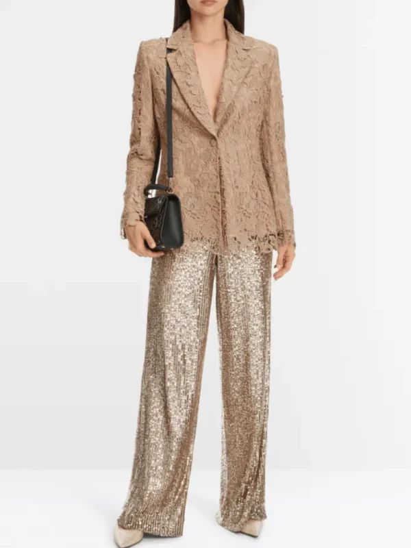 Marc Cain Glam Coats And Jackets | Party Wear^Guipure Lace Blazer In Shiny Sand XG 34.04 W12 COL 625