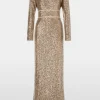 Marc Cain Glam Dresses | Party Wear^Long Sequin Dress In Shiny Sand XG 21.14 W14 COL 625