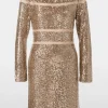 Marc Cain Glam Dresses | Party Wear^Sequinned Dress In Shiny Sand XG 21.13 W14 Col 625