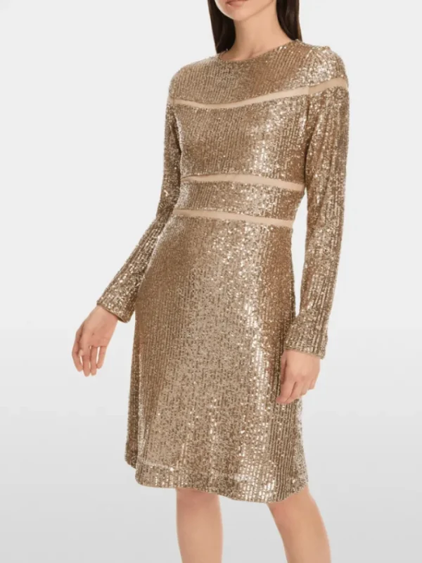 Marc Cain Glam Dresses | Party Wear^Sequinned Dress In Shiny Sand XG 21.13 W14 Col 625