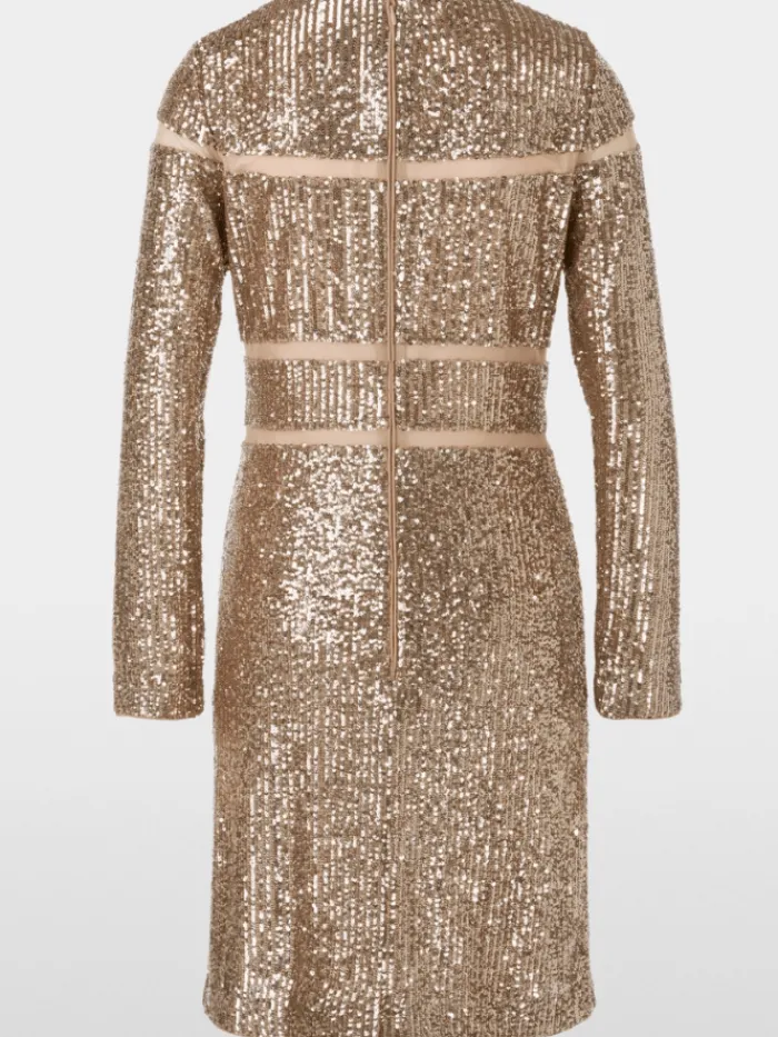 marc_cain_glam_sequinned__8.webp Marc Cain Glam Dresses | Party Wear^Sequinned Dress In Shiny Sand XG 21.13 W14 Col 625