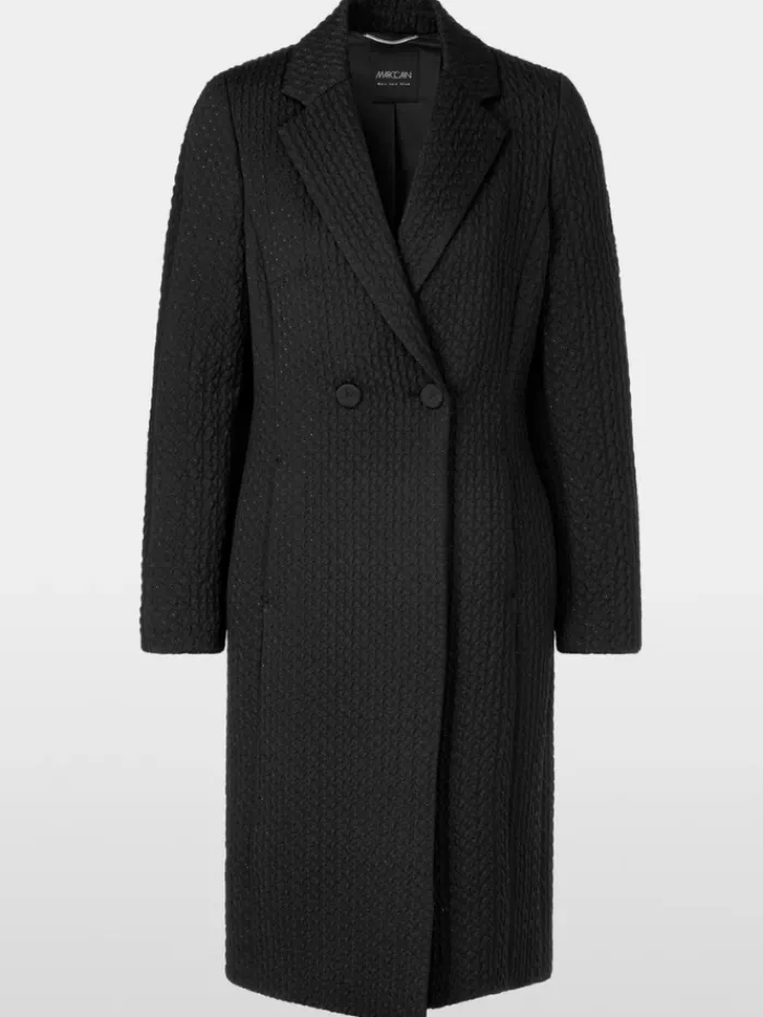 marc_cain_glam_womens_bla_0.webp Marc Cain Glam Coats And Jackets | Luxury Gifts^Women's Black Coat With Metallic Details YG 11.01 W07 C