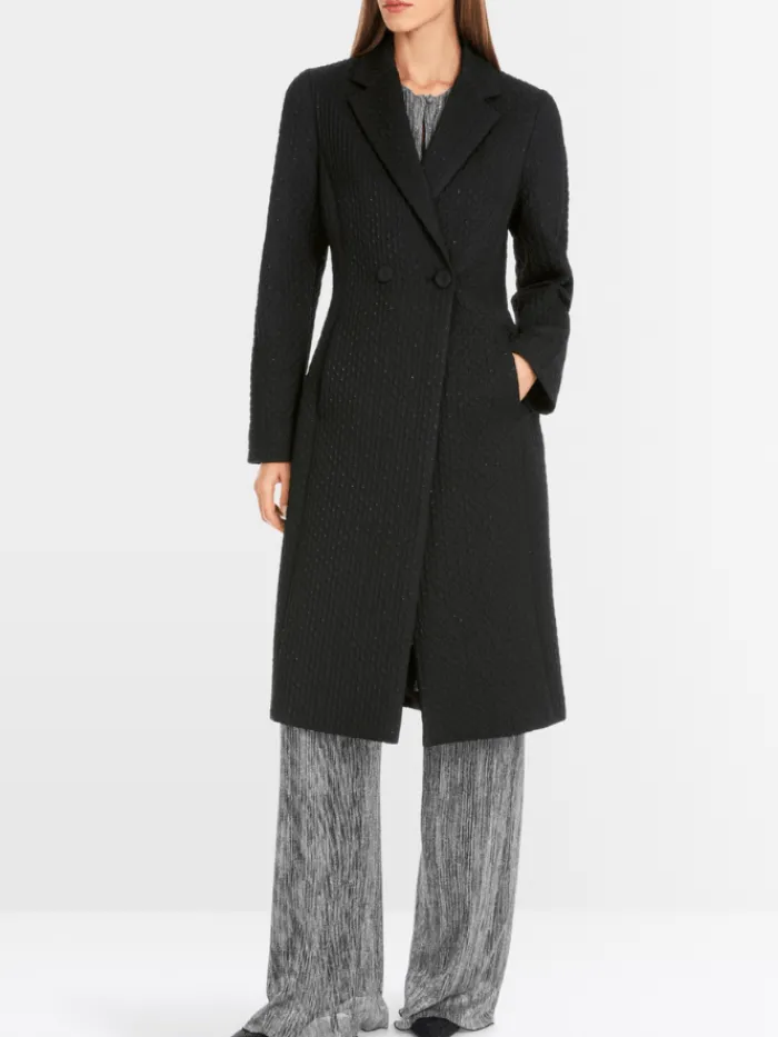 marc_cain_glam_womens_bla_1.webp Marc Cain Glam Coats And Jackets | Luxury Gifts^Women's Black Coat With Metallic Details YG 11.01 W07 C