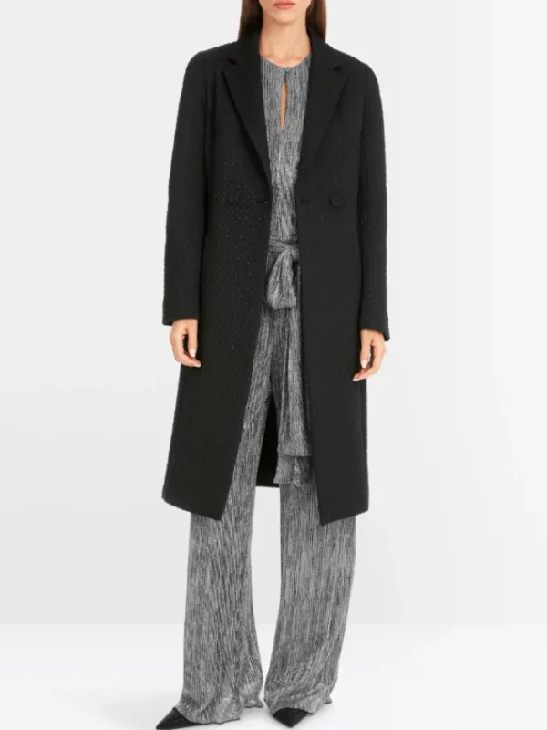 Marc Cain Glam Coats And Jackets | Luxury Gifts^Women's Black Coat With Metallic Details YG 11.01 W07 C