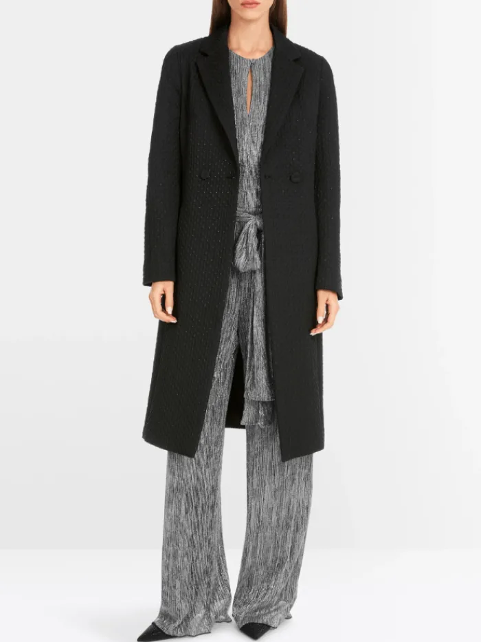 marc_cain_glam_womens_bla_2.webp Marc Cain Glam Coats And Jackets | Luxury Gifts^Women's Black Coat With Metallic Details YG 11.01 W07 C