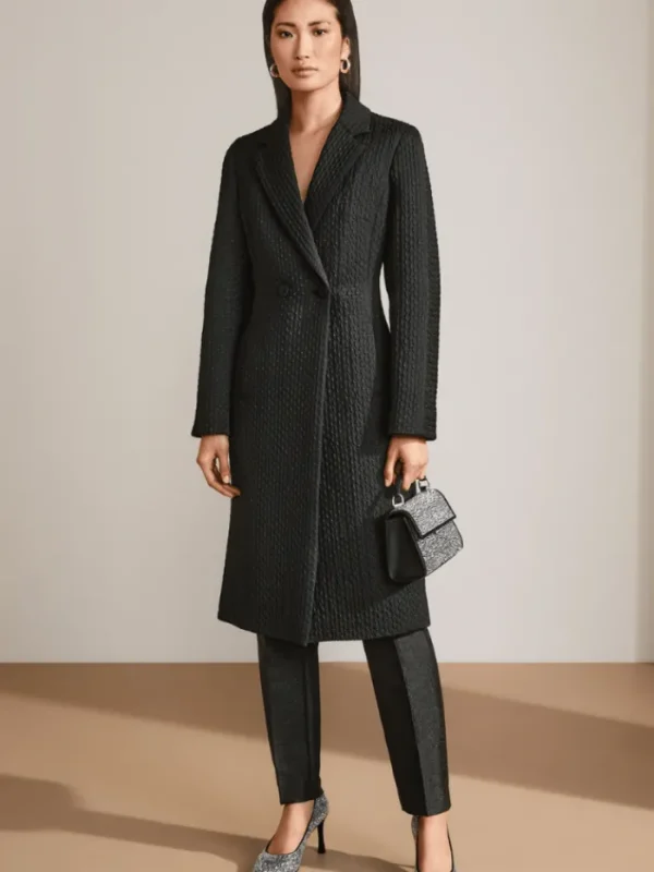 Marc Cain Glam Coats And Jackets | Luxury Gifts^Women's Black Coat With Metallic Details YG 11.01 W07 C