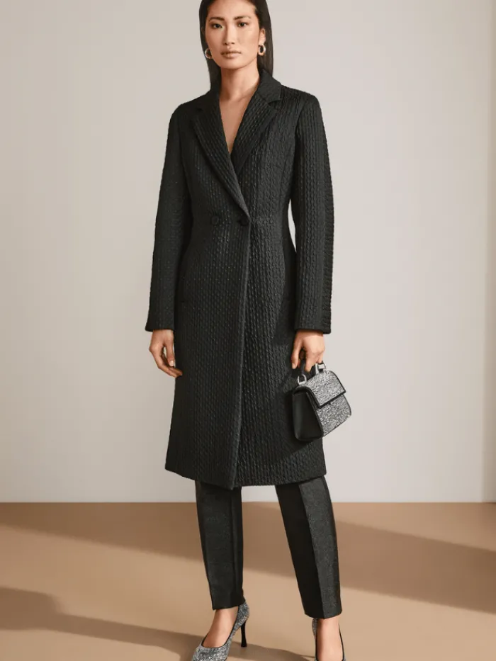 marc_cain_glam_womens_bla_7.webp Marc Cain Glam Coats And Jackets | Luxury Gifts^Women's Black Coat With Metallic Details YG 11.01 W07 C
