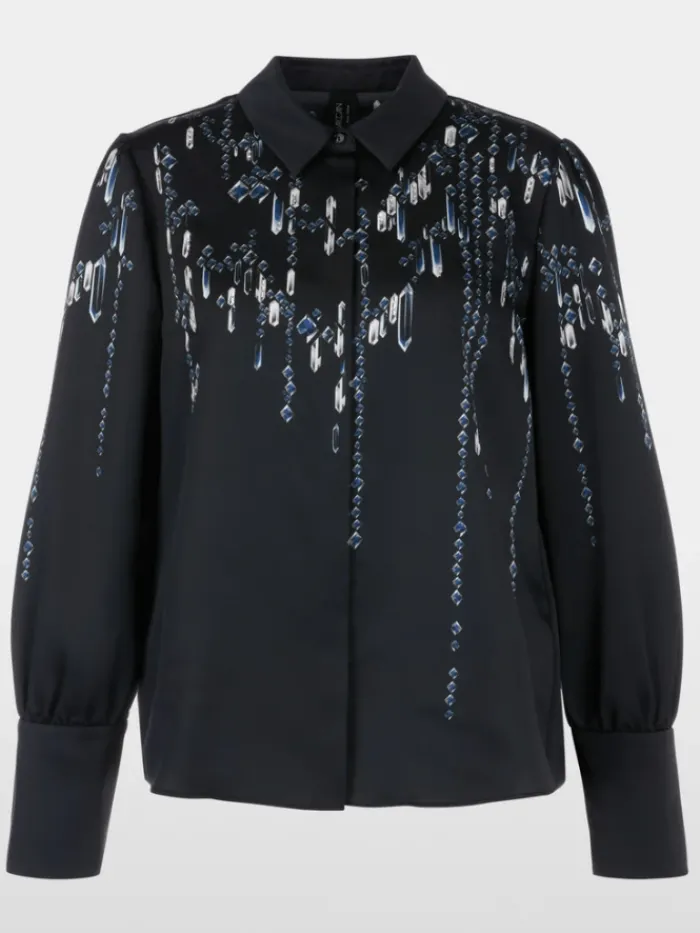 marc_cain_glam_womens_blo_0.webp Marc Cain Glam Party Wear | Tops^Women's Blouse With Crystals YG 51.01 W01 COL 801