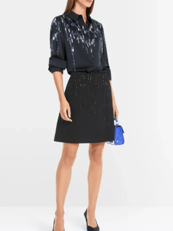 Marc Cain Glam Party Wear | Tops^Women's Blouse With Crystals YG 51.01 W01 COL 801