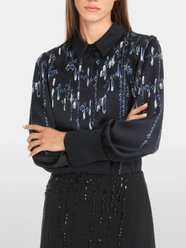 Marc Cain Glam Party Wear | Tops^Women's Blouse With Crystals YG 51.01 W01 COL 801
