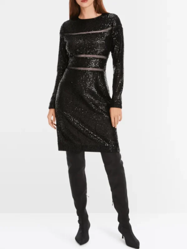 Marc Cain Glam Dresses | Party Wear^Women's Sequinned Dress In Black XG 21.13 W14 Col 900