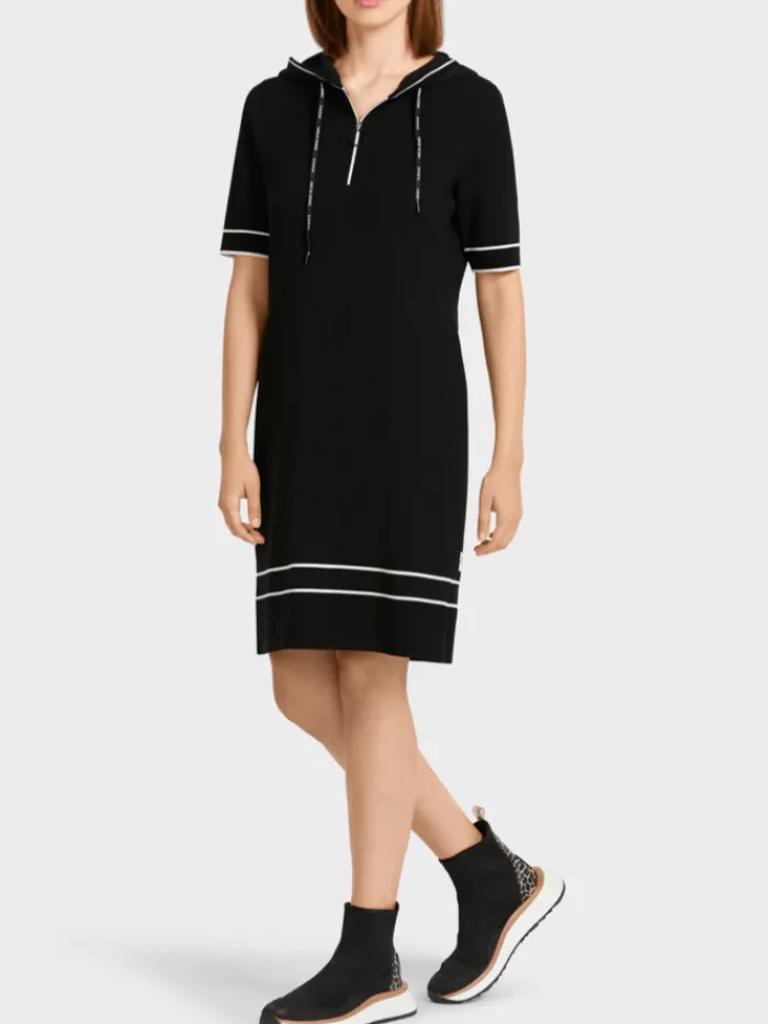 marc_cain_sports_black_ho_0.webp Marc Cain Sports Dresses | Gifts Under £100^Black Hooded Knitted Dress US 21.15 M09 COL 910