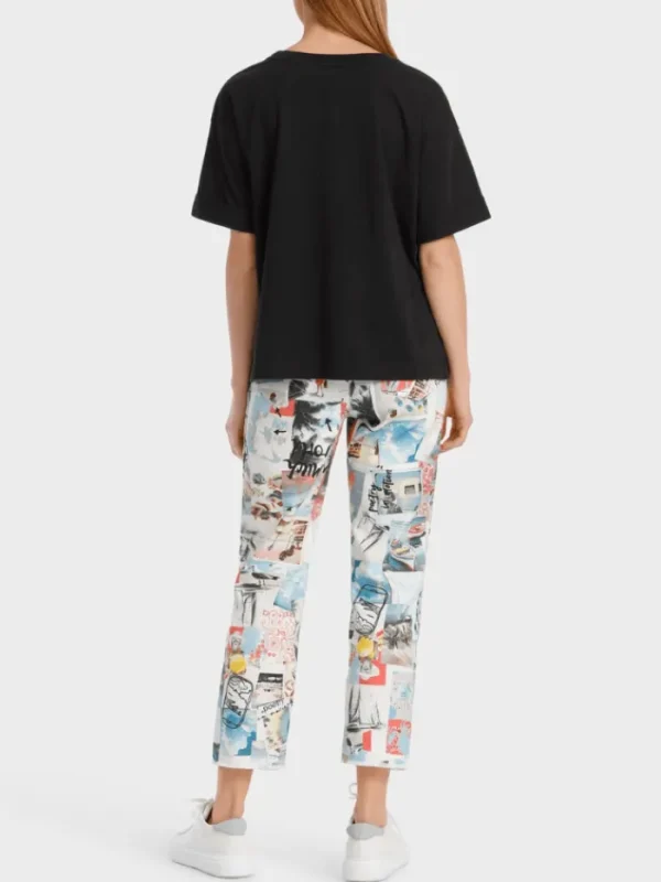 Marc Cain Sports Tops | T-Shirts^Black T Shirt With Eyelet Embroidery WS 48.01 J74 COL