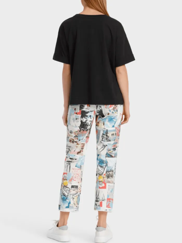 marc_cain_sports_black_t__5.webp Marc Cain Sports Tops | T-Shirts^Black T Shirt With Eyelet Embroidery WS 48.01 J74 COL