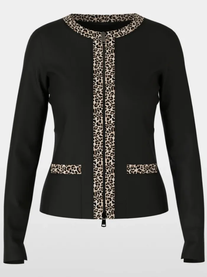 marc_cain_sports_black_zi_0.webp Marc Cain Sports Coats And Jackets | Gifts Under £250^Black Zip Up Jacket In Cotton Rib XS 31.10 J55 COL 90