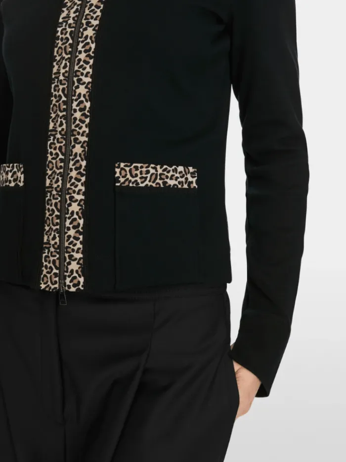 marc_cain_sports_black_zi_5.webp Marc Cain Sports Coats And Jackets | Gifts Under £250^Black Zip Up Jacket In Cotton Rib XS 31.10 J55 COL 90
