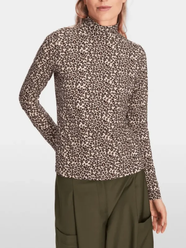 Marc Cain Sports Knitwear | Gifts Under £250^Long Sleeved Turtleneck Top In Leo Print XS 48.52 J36