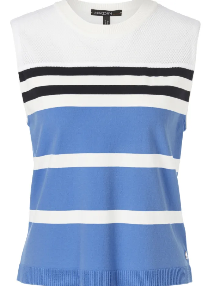 marc_cain_sports_striped__0-1.webp Marc Cain Sports Tops | Gifts Under £100^Striped Sleeveless Top In Bright Azure WS 61.09 M35 C