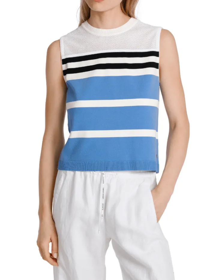 marc_cain_sports_striped__1-1.webp Marc Cain Sports Tops | Gifts Under £100^Striped Sleeveless Top In Bright Azure WS 61.09 M35 C