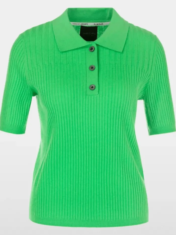 marc_cain_sports_womens_a_0.webp Marc Cain Sports Tops | Gifts Under £250^Women's Apple Green Polo Shirt In Wool Blend YS 53.06