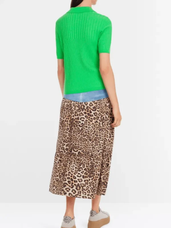 Marc Cain Sports Tops | Gifts Under £250^Women's Apple Green Polo Shirt In Wool Blend YS 53.06