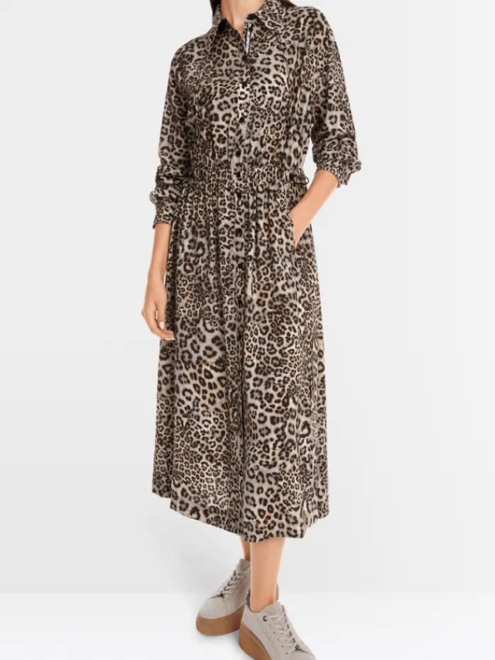 marc_cain_sports_womens_l_6.webp Marc Cain Sports Dresses | Luxury Gifts^Women's Leopard Print Midi Shirt Dress YS 21.22 W16 C