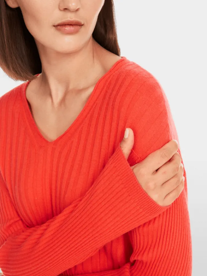 marc_cain_sports_womens_q_3-2.webp Marc Cain Sports Knitwear | Gifts Under £250^Women's "Rethink Together" V Neck Jumper In Campari O