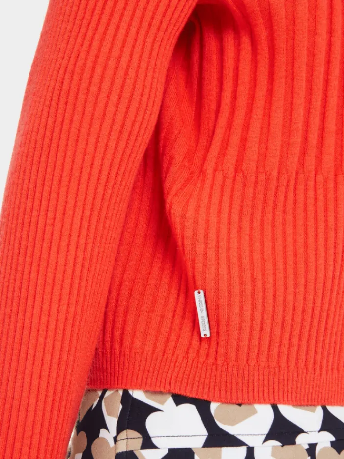 marc_cain_sports_womens_q_4-2.webp Marc Cain Sports Knitwear | Gifts Under £250^Women's "Rethink Together" V Neck Jumper In Campari O