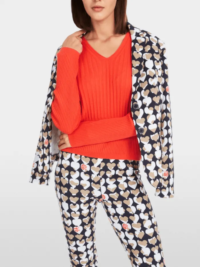 marc_cain_sports_womens_q_5-2.webp Marc Cain Sports Knitwear | Gifts Under £250^Women's "Rethink Together" V Neck Jumper In Campari O