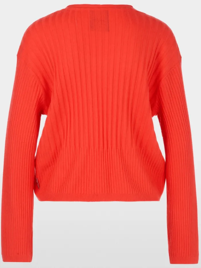 marc_cain_sports_womens_q_6-2.webp Marc Cain Sports Knitwear | Gifts Under £250^Women's "Rethink Together" V Neck Jumper In Campari O