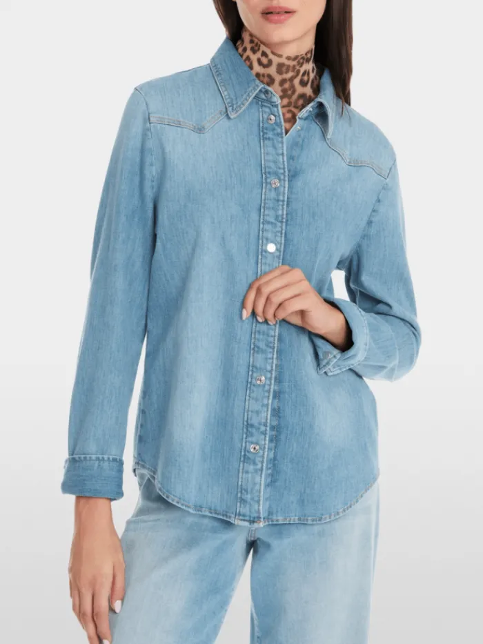 marc_cain_sports_womens_r_1-1.webp Marc Cain Sports Denim | Tops^Women's Rethink Together Blouse In Blue Wash Denim YS