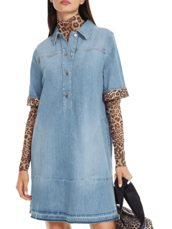 Marc Cain Sports Denim | Dresses^Women's Rethink Together Mini Shirt Dress In Blue YS