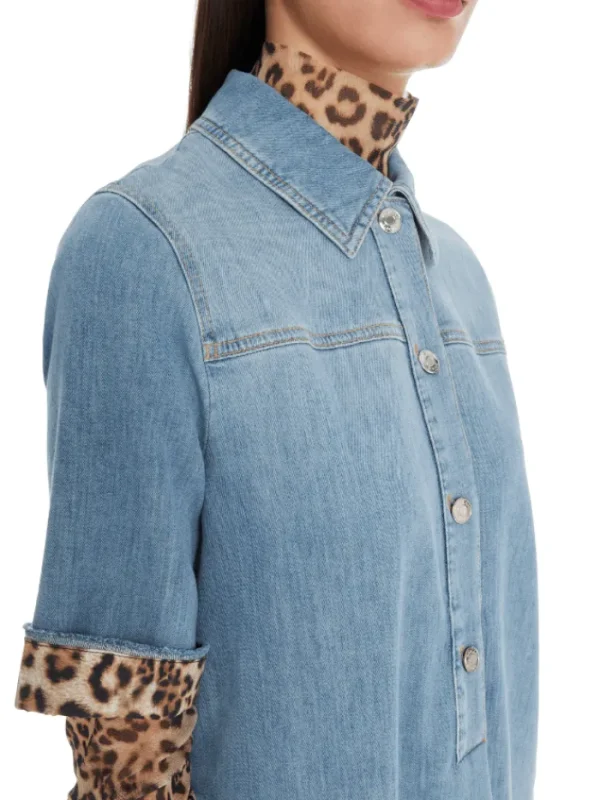 Marc Cain Sports Denim | Dresses^Women's Rethink Together Mini Shirt Dress In Blue YS