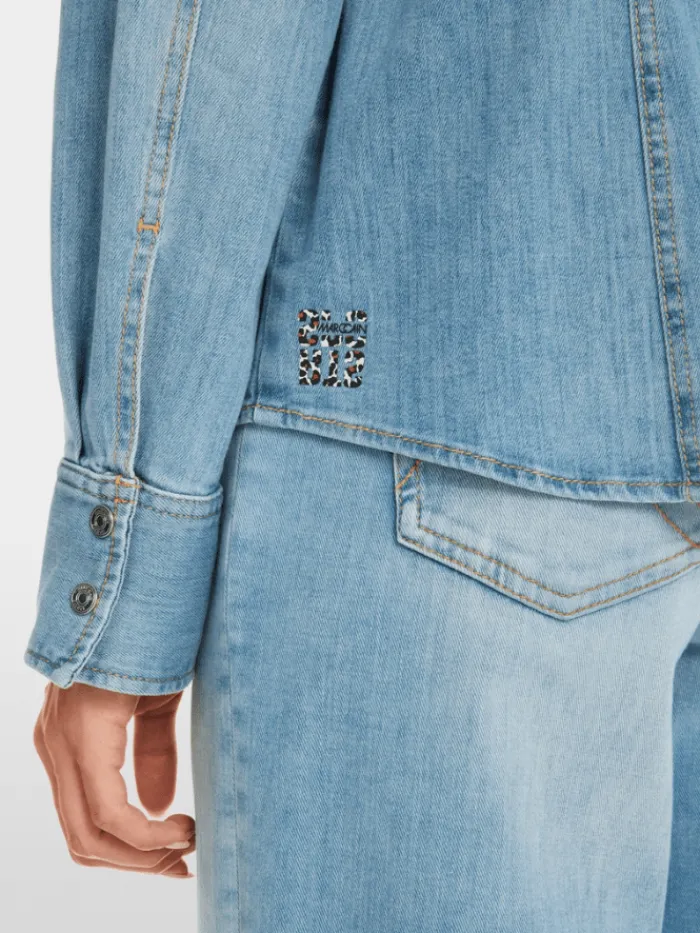 marc_cain_sports_womens_r_5-1.webp Marc Cain Sports Denim | Tops^Women's Rethink Together Blouse In Blue Wash Denim YS