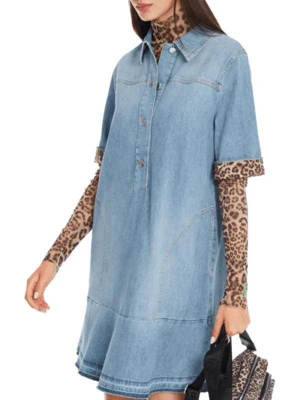 Marc Cain Sports Denim | Dresses^Women's Rethink Together Mini Shirt Dress In Blue YS